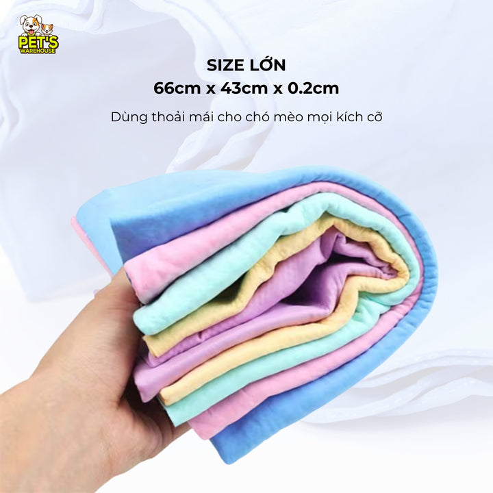 Khăn Tắm Siêu Thấm Hút Cho Chó Mèo, Có Hộp Đựng, Size Lớn 66cm x 43cm, Nhiều Màu (Giao Ngẫu Nhiên)