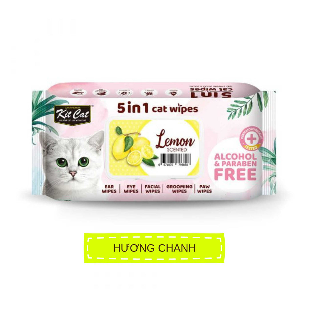 Khăn Ướt Kit Cat Kháng Khuẩn Cho Mèo, Gói 80 Tờ, Nhiều Hương