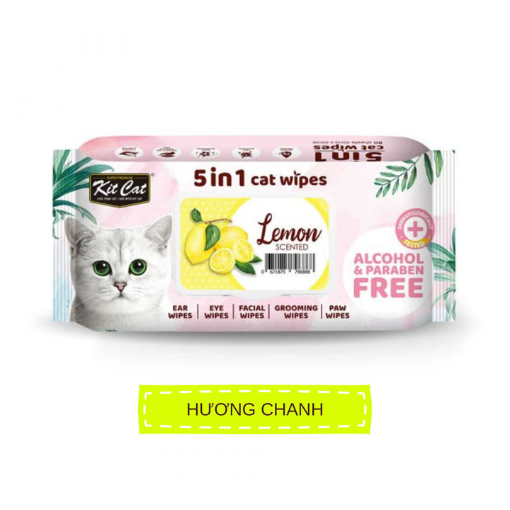 Khăn Ướt Kit Cat Kháng Khuẩn Cho Mèo, Gói 80 Tờ, Nhiều Hương