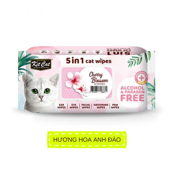Khăn Ướt Kit Cat Kháng Khuẩn Cho Mèo, Gói 80 Tờ, Nhiều Hương