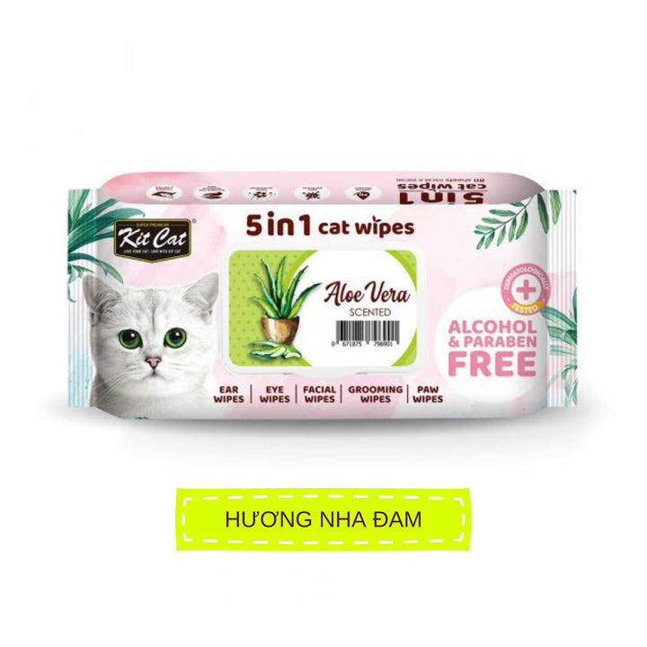 Khăn Ướt Kit Cat Kháng Khuẩn Cho Mèo, Gói 80 Tờ, Nhiều Hương