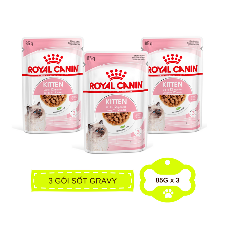 [Combo 3 - 12 Gói] Pate Mèo Con Royal Canin Kitten, Gói 85g