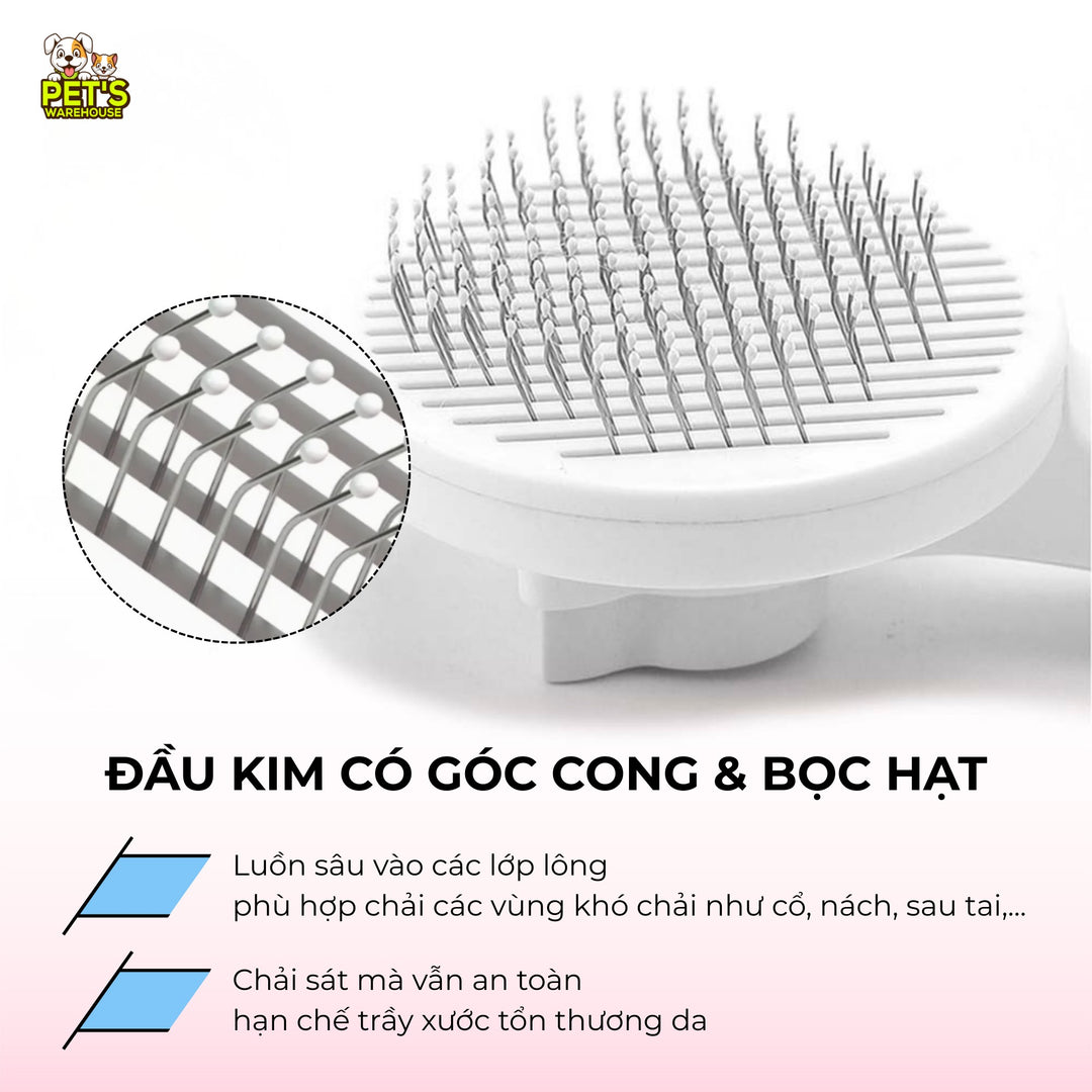 Lược Chải Lông Chó Mèo Có Nút Bấm, Gỡ Rối, Loại Bỏ Lông Rụng, Massage Nhẹ Nhàng, Màu Ngẫu Nhiên