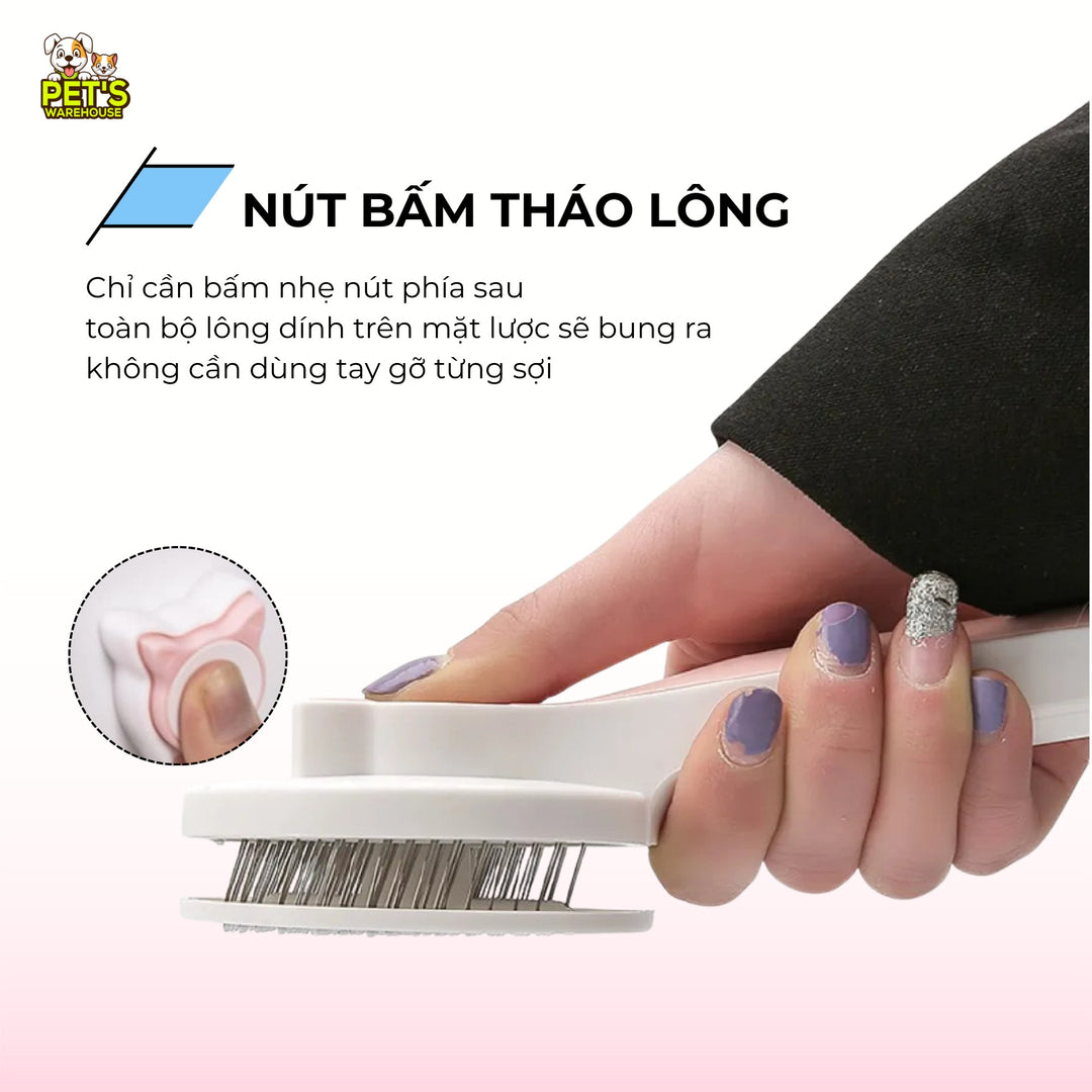 Lược Chải Lông Chó Mèo Có Nút Bấm, Gỡ Rối, Loại Bỏ Lông Rụng, Massage Nhẹ Nhàng, Màu Ngẫu Nhiên