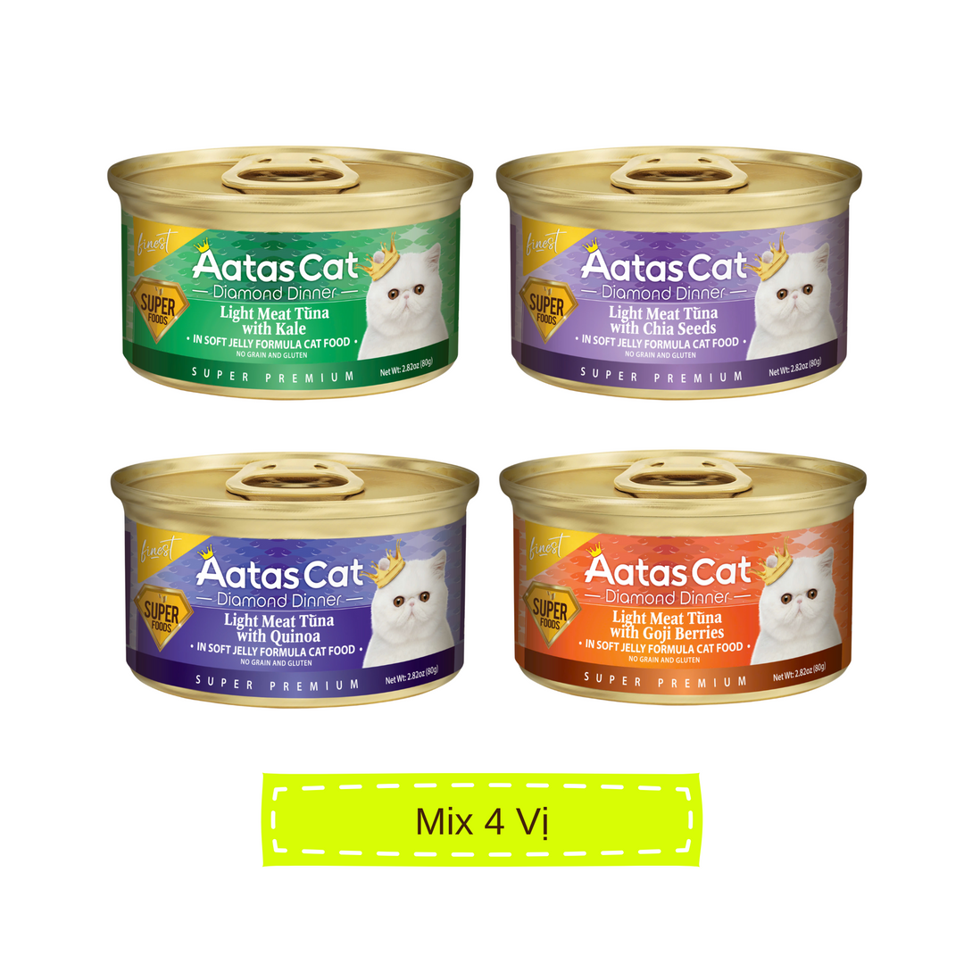 Pate Aatas Diamond Cao Cấp Mèo Mọi Lứa Tuổi Lon 80G