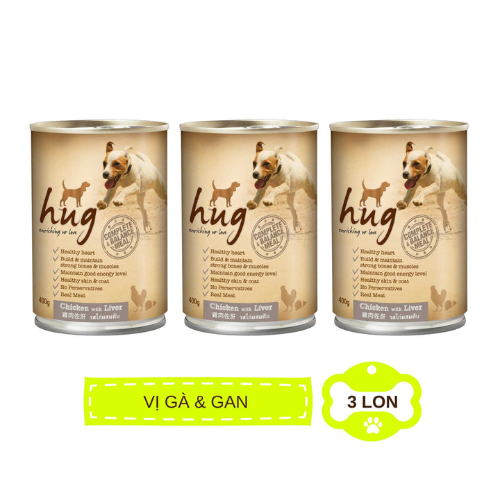 Pate Hug Cho Chó Trưởng Thành Từ 1 Tuổi, Nhiều Vị, Lon 400g