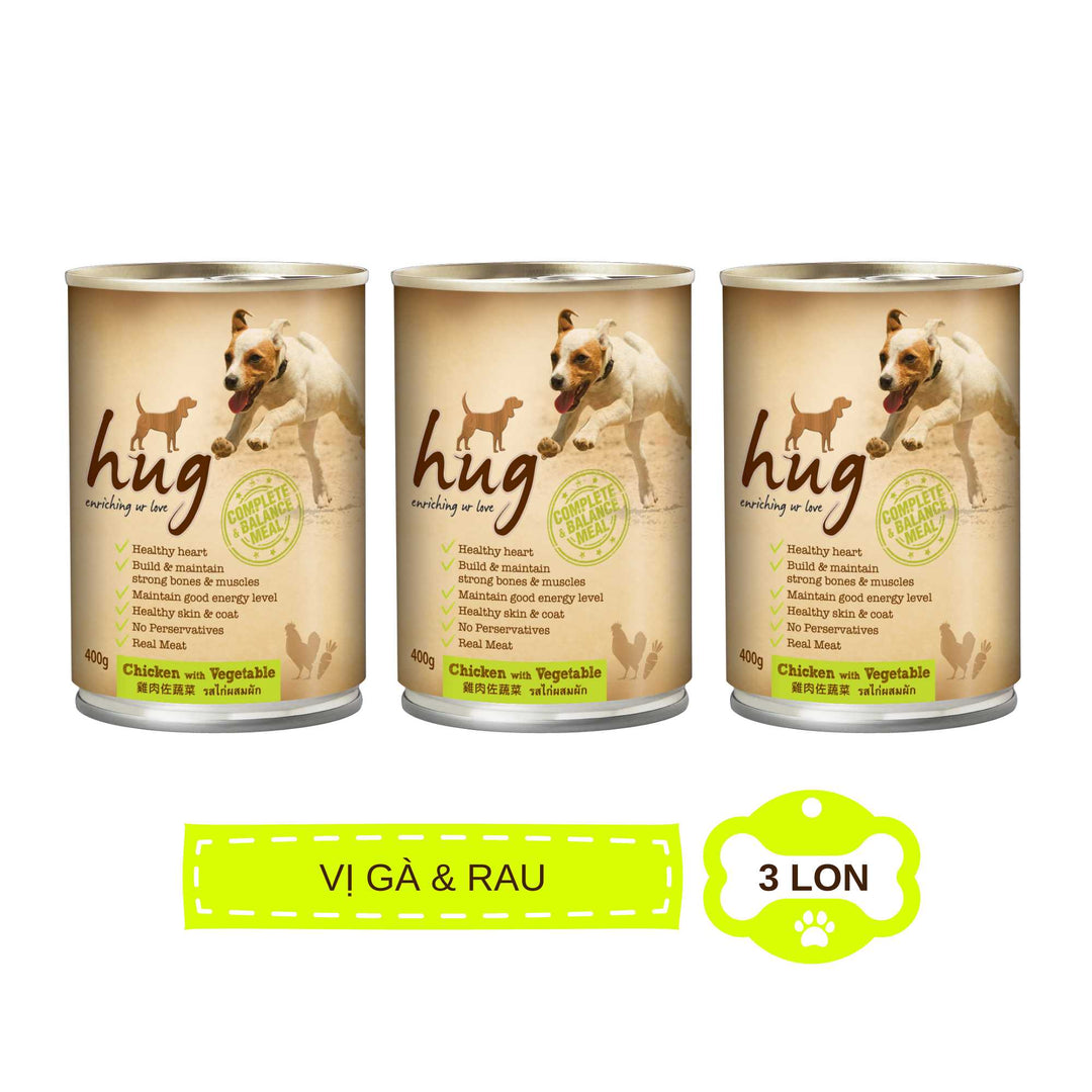 Pate Hug Cho Chó Trưởng Thành Từ 1 Tuổi, Nhiều Vị, Lon 400g