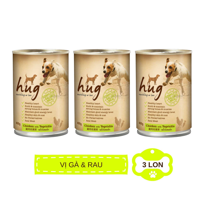 Pate Hug Cho Chó Trưởng Thành Từ 1 Tuổi, Nhiều Vị, Lon 400g