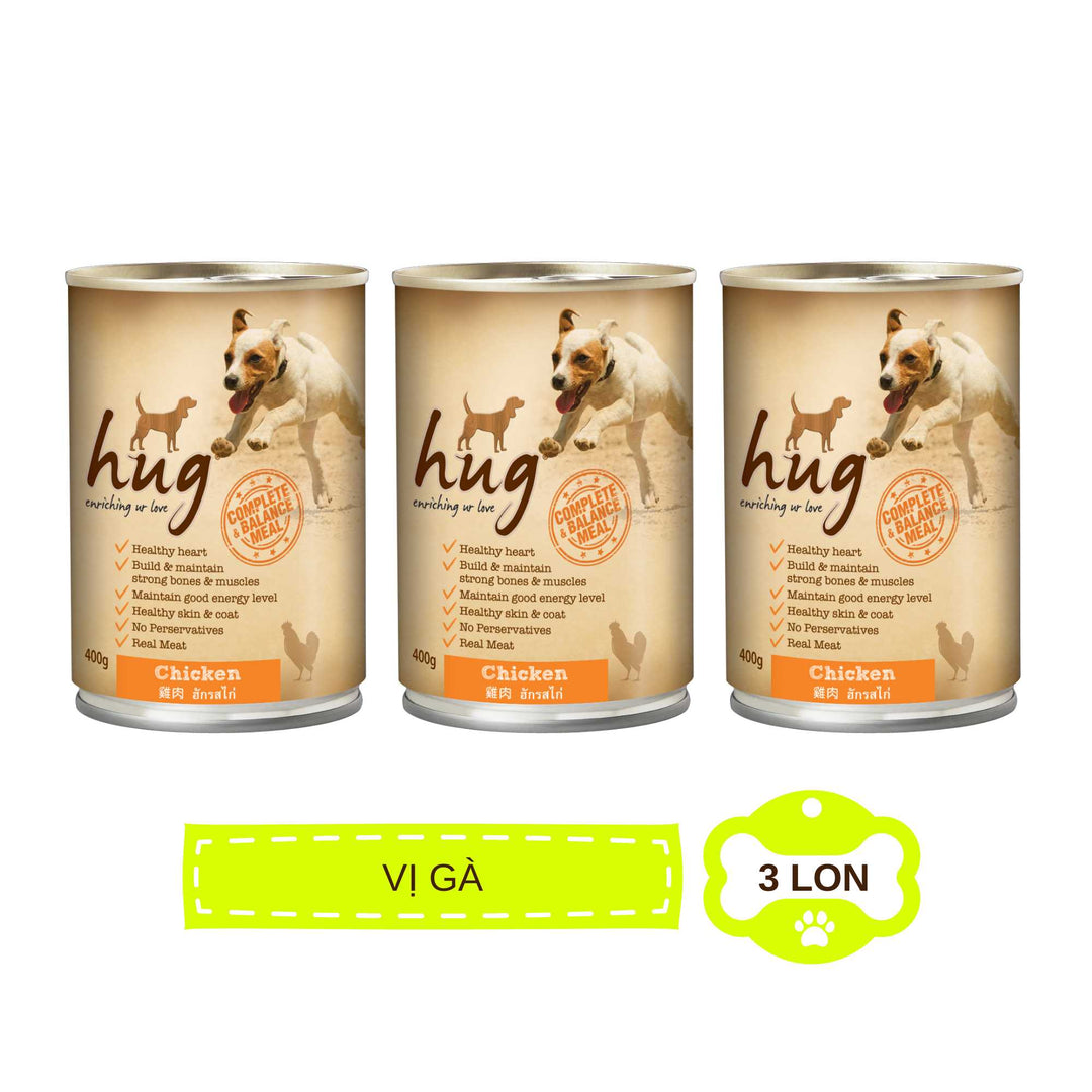Pate Hug Cho Chó Trưởng Thành Từ 1 Tuổi, Nhiều Vị, Lon 400g