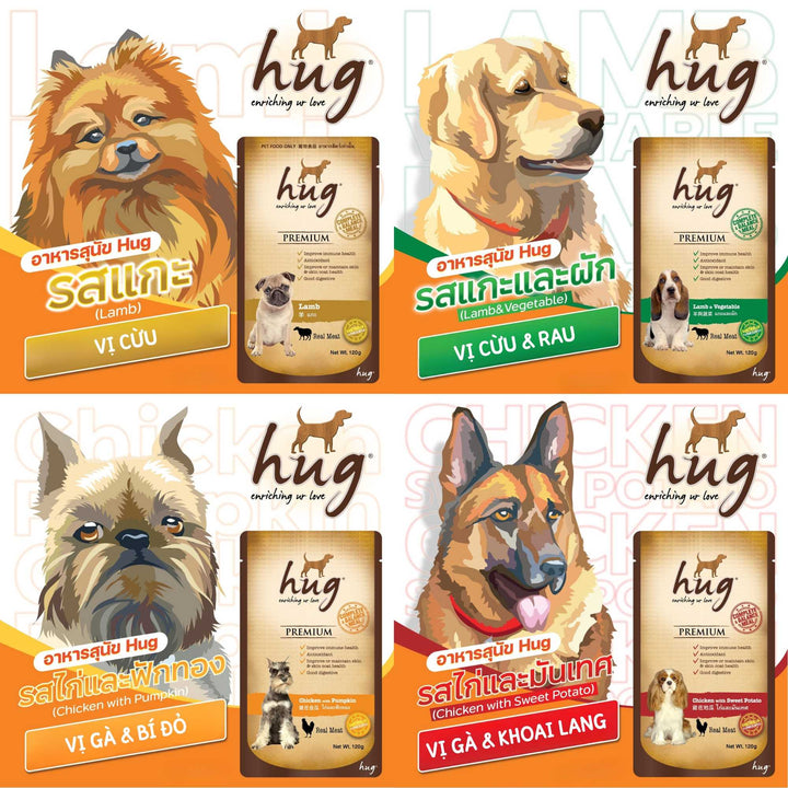 Pate Hug Cho Chó Trưởng Thành, Nhập Khẩu Từ Thái Lan, Nhiều Vị, Gói 120g