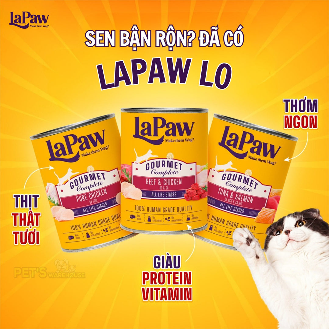 Pate LaPaw Gourmet Cho Mèo Mọi Lứa Tuổi, Lon 375g, Nhiều Vị