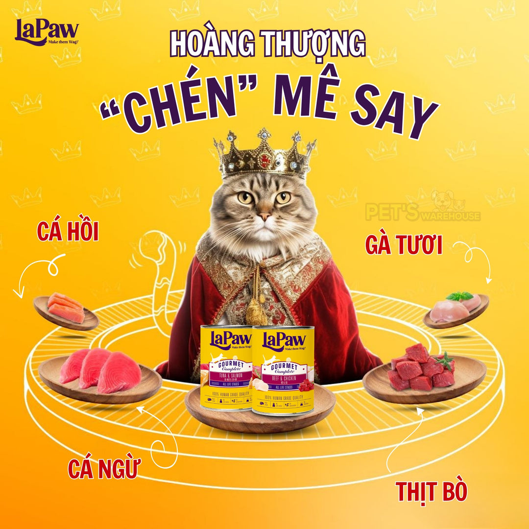 Pate LaPaw Gourmet Cho Mèo Mọi Lứa Tuổi, Lon 375g, Nhiều Vị