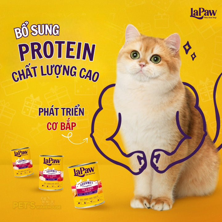 Pate LaPaw Gourmet Cho Mèo Mọi Lứa Tuổi, Lon 375g, Nhiều Vị