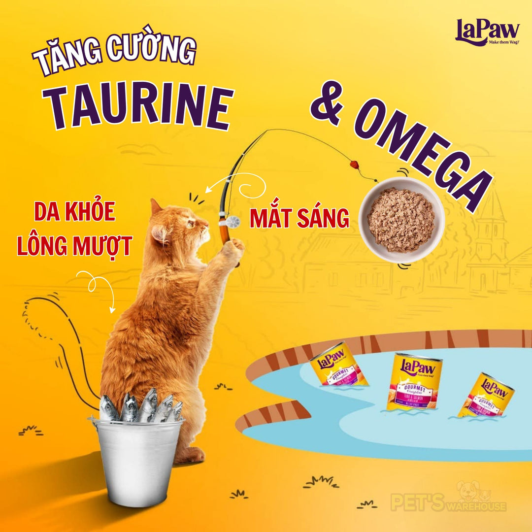 Pate LaPaw Gourmet Cho Mèo Mọi Lứa Tuổi, Lon 375g, Nhiều Vị