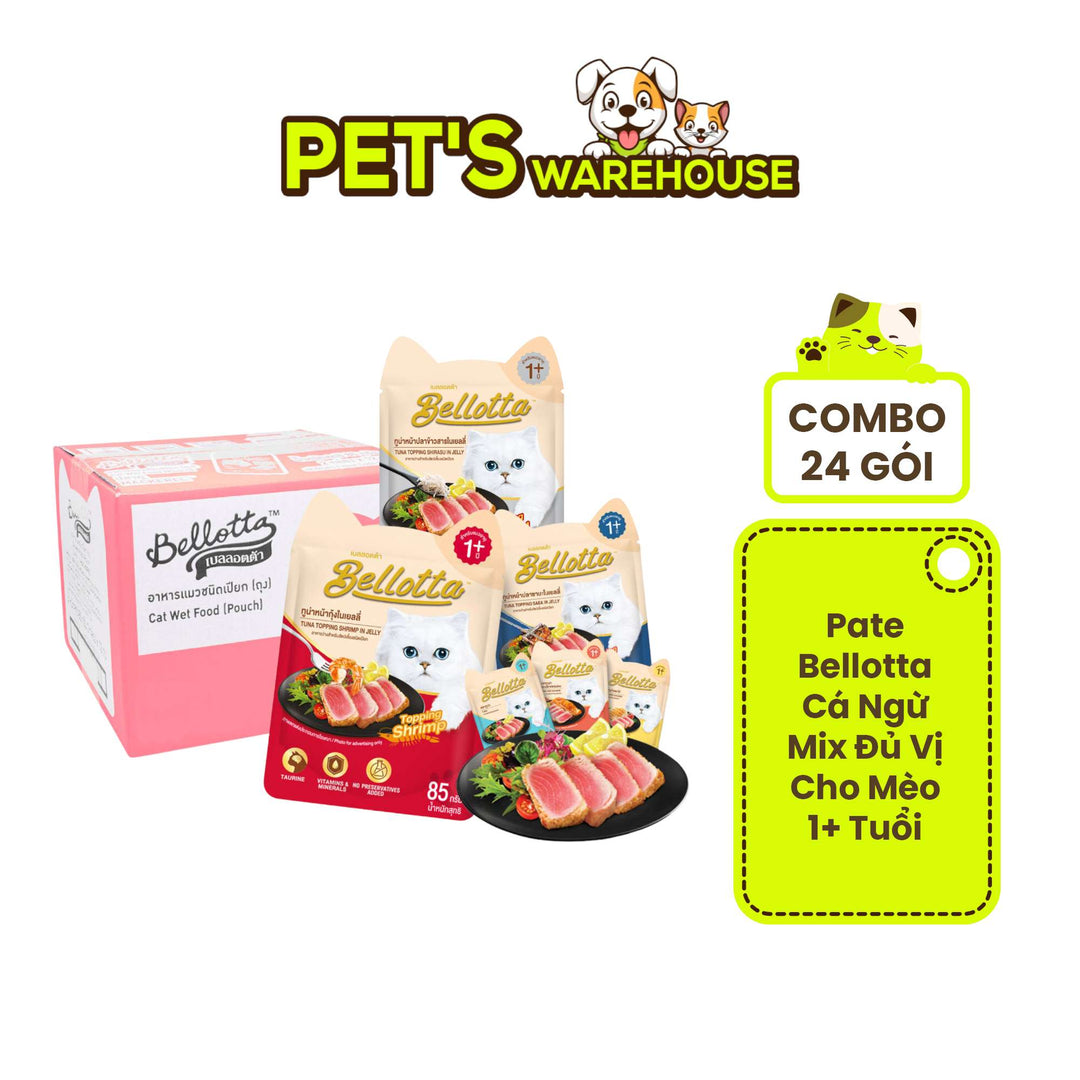 [Combo 24 Gói] Pate Mèo Bellotta Cá Ngừ Mix Vị, Mèo Trưởng Thành, Gói 85g