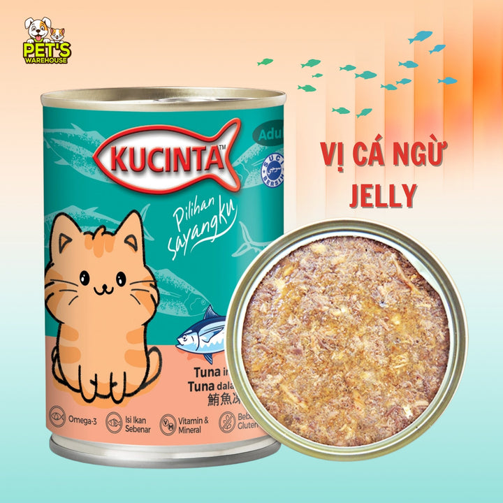 Pate Kucinta Cho Mèo Lon 400g, Thịt Cá & Hải Sản Thật, Nhiều Vị
