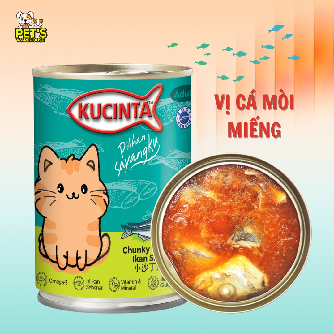 Pate Kucinta Cho Mèo Lon 400g, Thịt Cá & Hải Sản Thật, Nhiều Vị