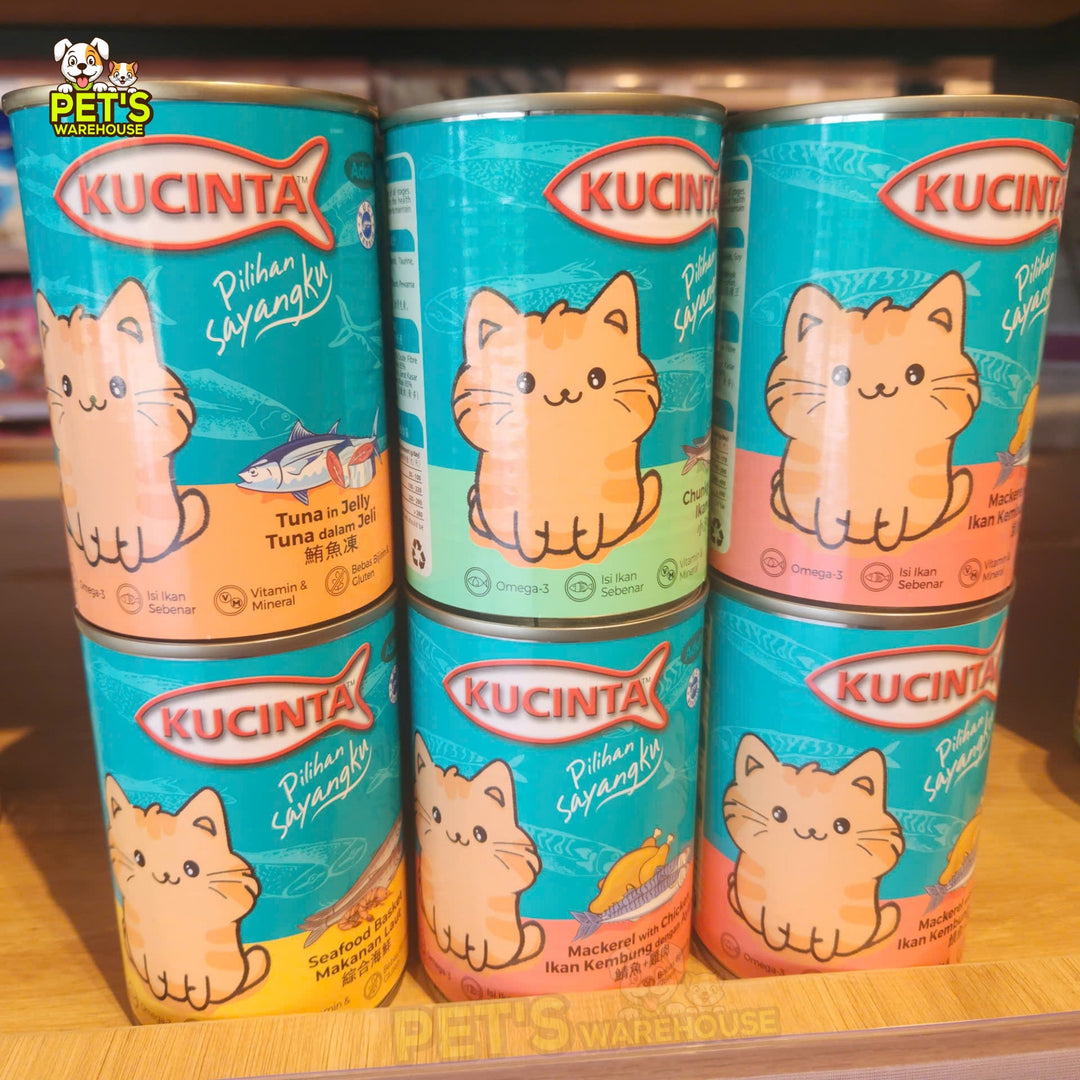 Pate Kucinta Cho Mèo Lon 400g, Thịt Cá & Hải Sản Thật, Nhiều Vị