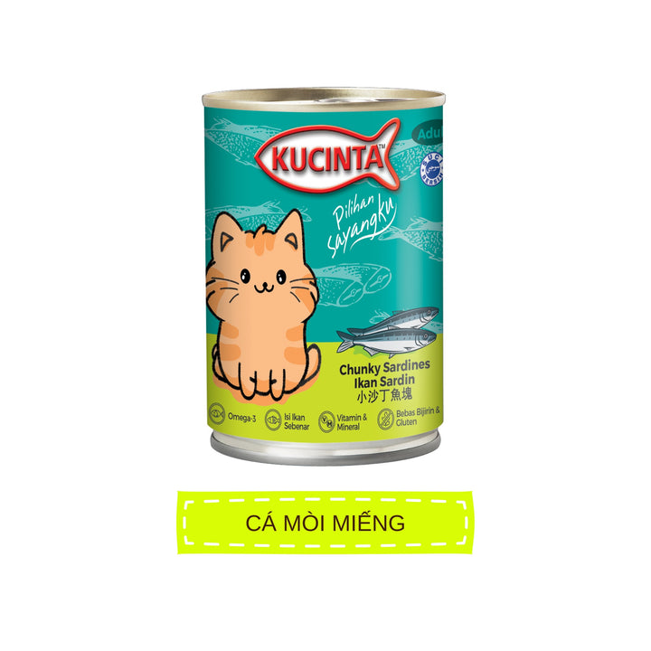 Pate Kucinta Cho Mèo Lon 400g, Thịt Cá & Hải Sản Thật, Nhiều Vị