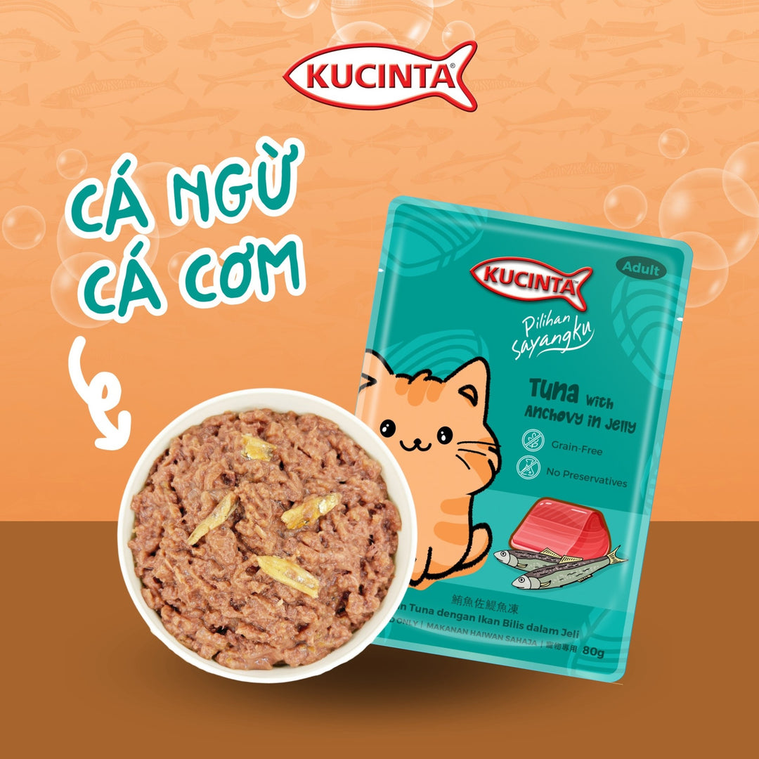 Pate Kucinta Cho Mèo Trưởng Thành, Gói 80g Tiện Lợi, Có Mix Vị