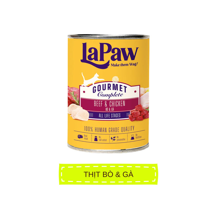 Pate LaPaw Gourmet Cho Mèo Mọi Lứa Tuổi, Lon 375g, Nhiều Vị