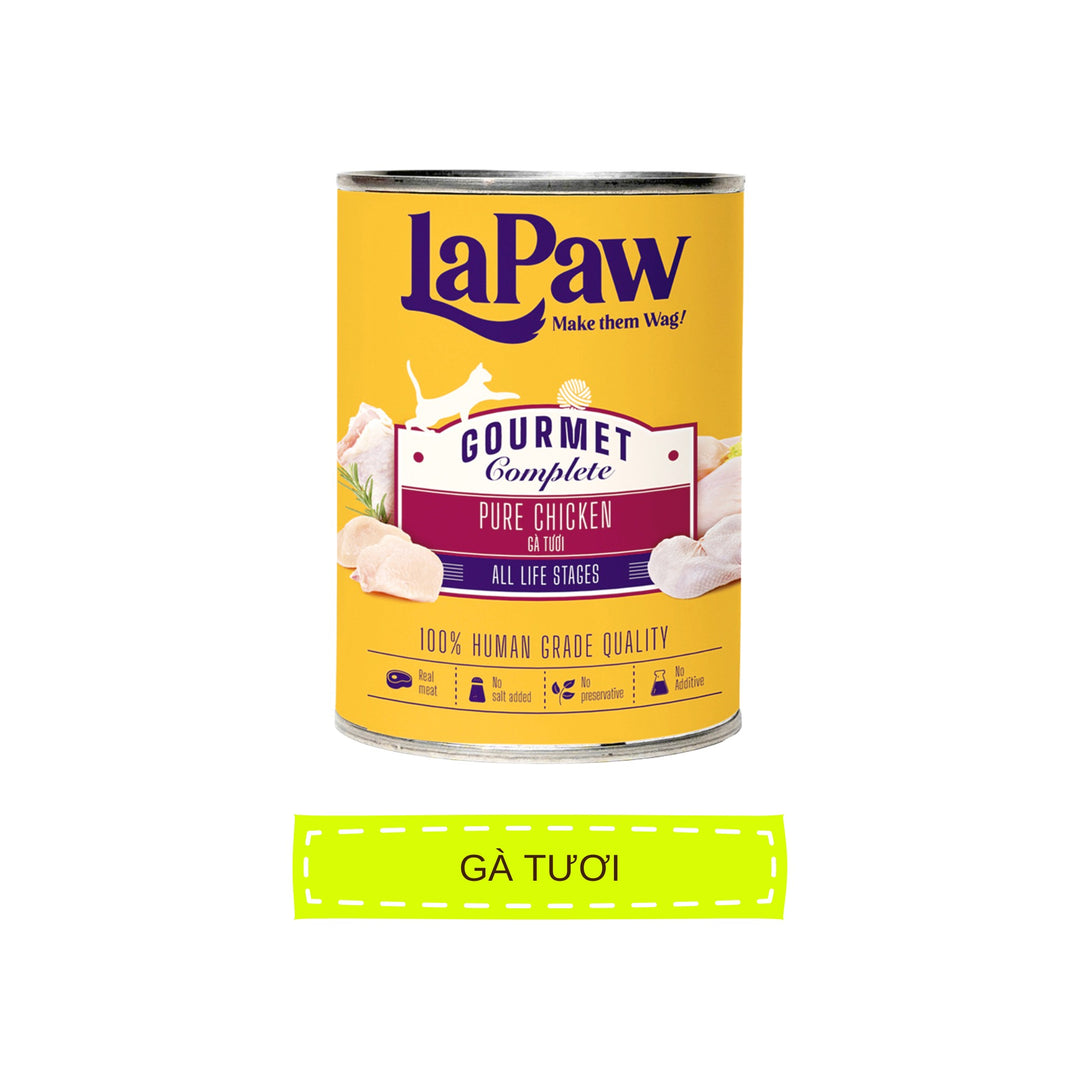 Pate LaPaw Gourmet Cho Mèo Mọi Lứa Tuổi, Lon 375g, Nhiều Vị