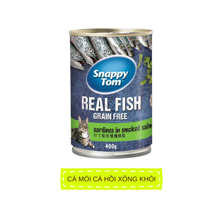 [Combo 12 Lon] Pate Snappy Tom Real Fish Mèo Lon 400G