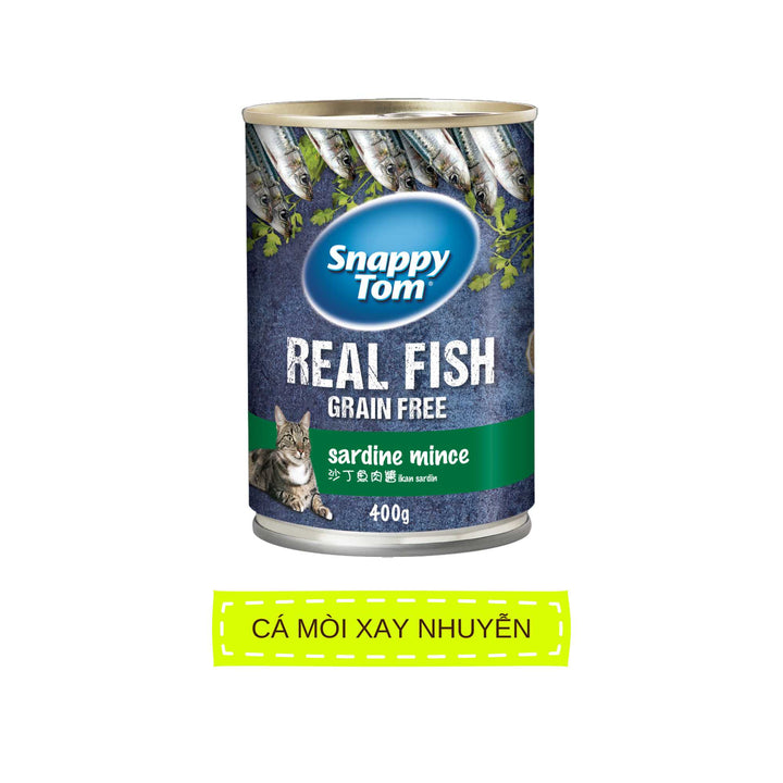 [Combo 12 Lon] Pate Snappy Tom Real Fish Mèo Lon 400G