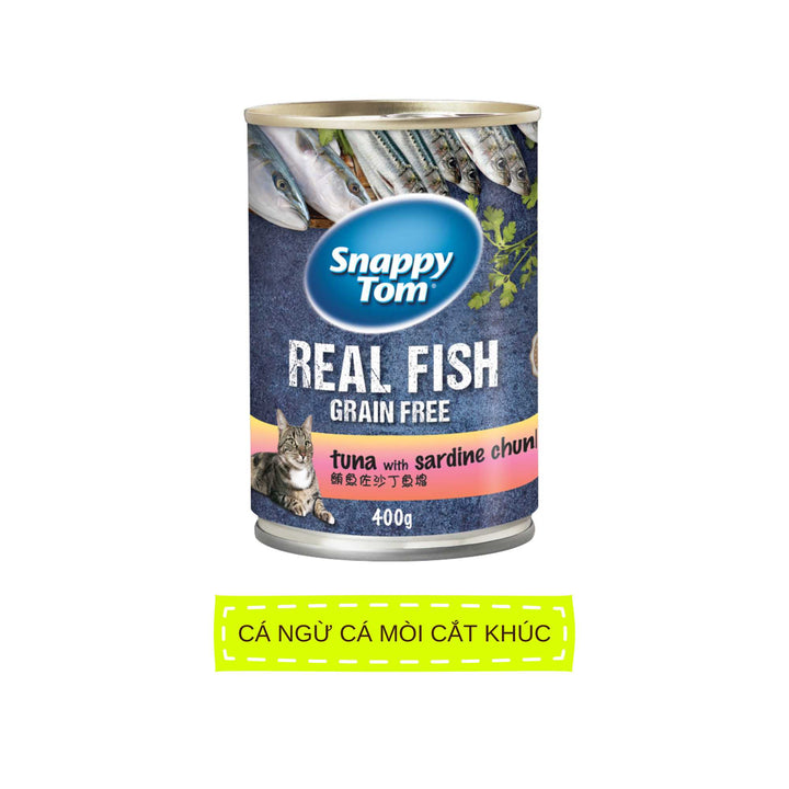 [Combo 12 Lon] Pate Snappy Tom Real Fish Mèo Lon 400G