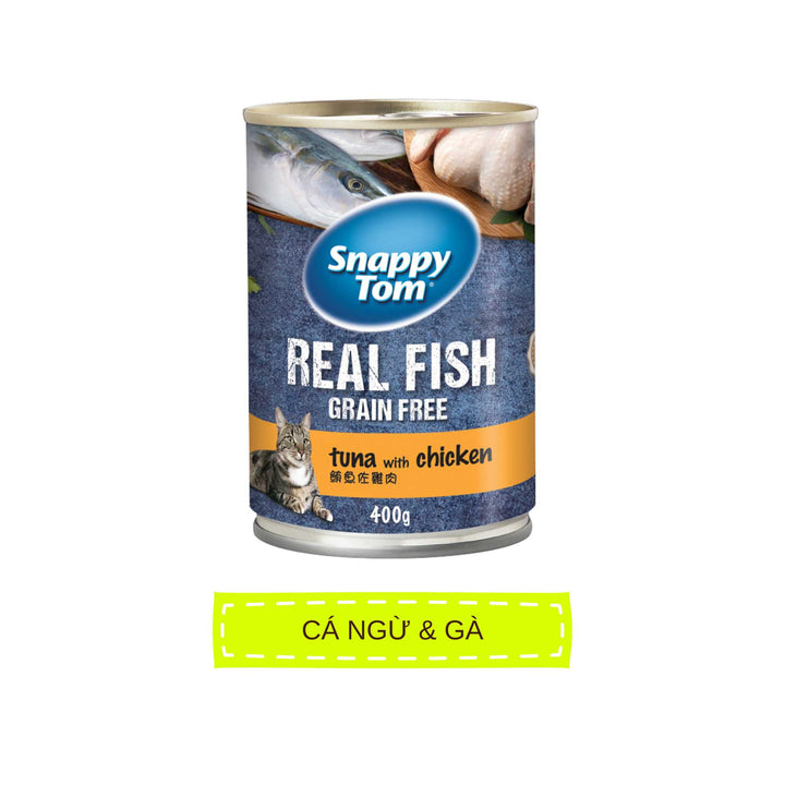 [Combo 12 Lon] Pate Snappy Tom Real Fish Mèo Lon 400G