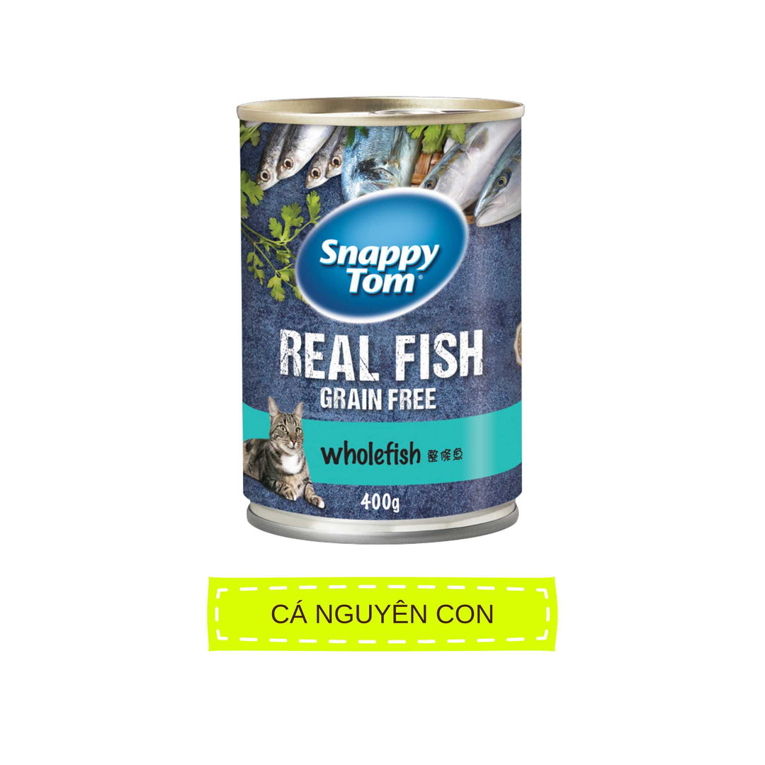 [Combo 12 Lon] Pate Snappy Tom Real Fish Mèo Lon 400G