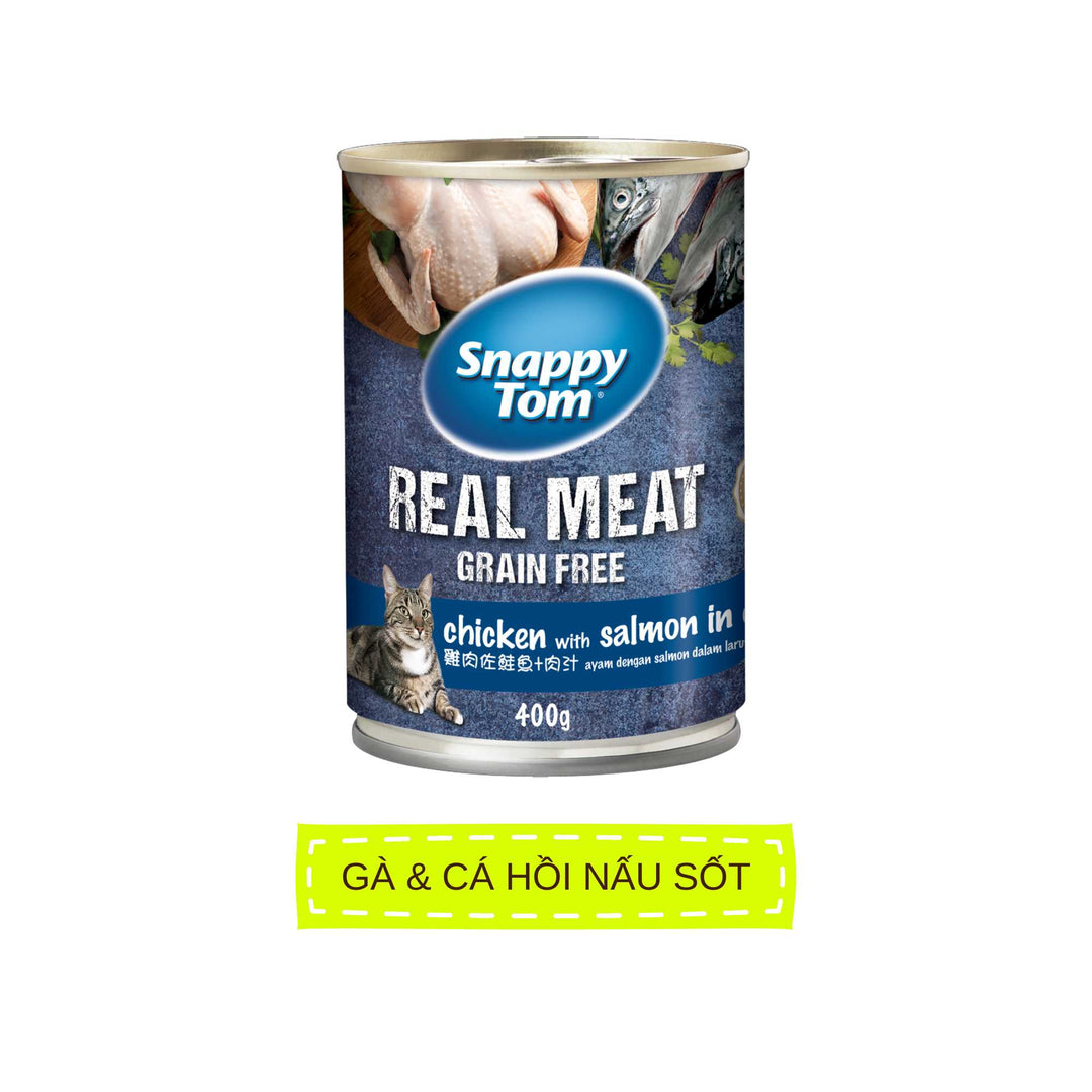 [Combo 12 Lon] Pate Snappy Tom Real Fish Mèo Lon 400G