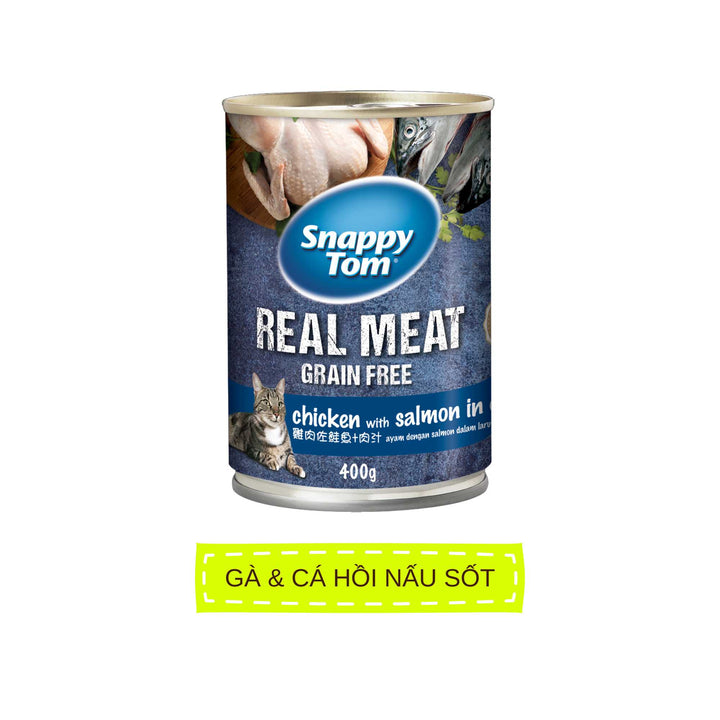 [Combo 12 Lon] Pate Snappy Tom Real Fish Mèo Lon 400G