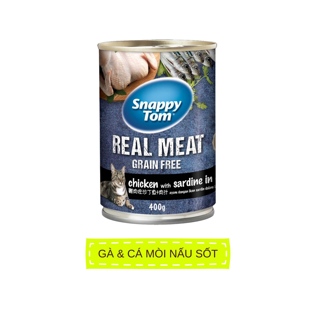 [Combo 12 Lon] Pate Snappy Tom Real Fish Mèo Lon 400G