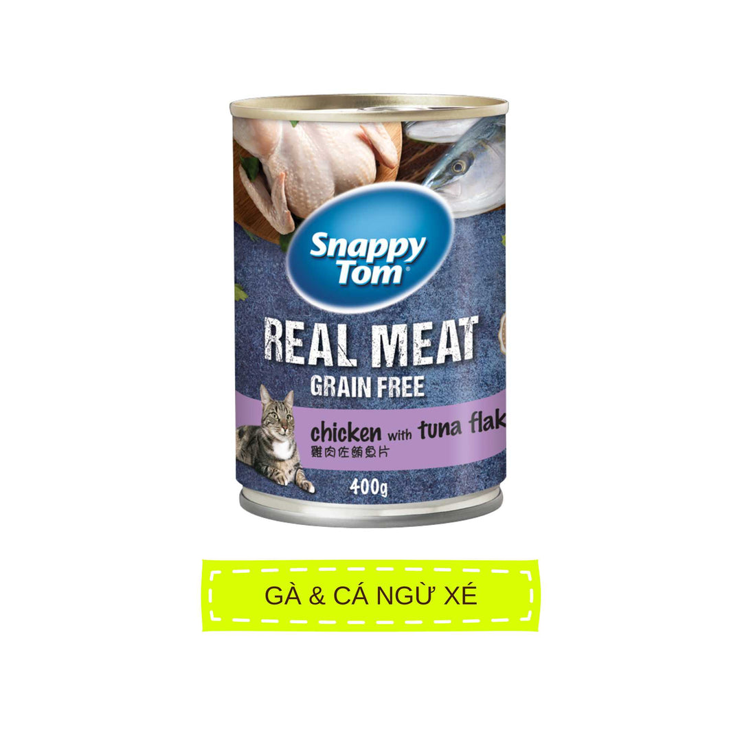 [Combo 12 Lon] Pate Snappy Tom Real Fish Mèo Lon 400G