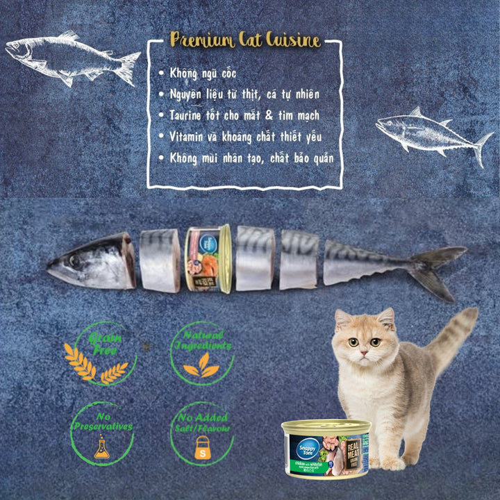 [Combo 12 - 24 Lon] Pate Mèo Cao Cấp Snappy Tom Premium, Lon 85g