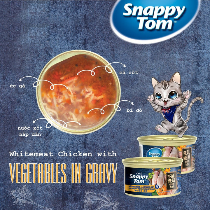 Pate Snappy Tom Premium Cho Mèo Trưởng Thành, Lon 85g