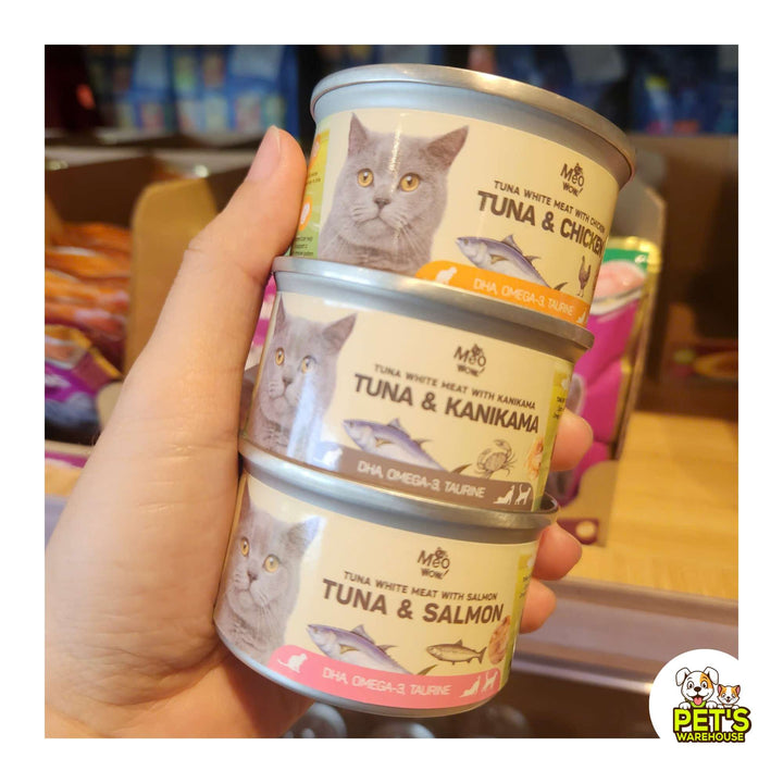Pate Mèo Meowow Súp Cá Ngừ Trắng Nguyên Miếng Mix Vị, Mèo Mọi Lứa Tuổi, Lon 80g