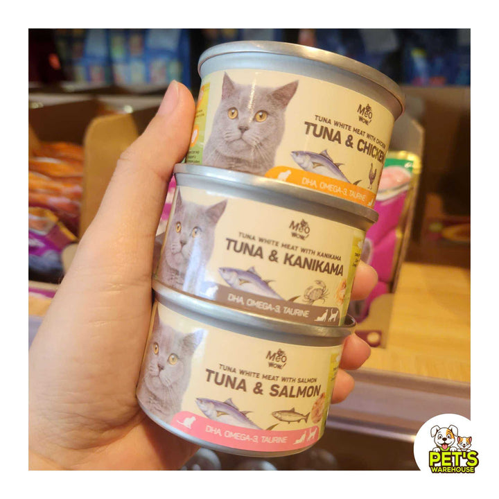 [Thùng 24 Lon] Pate Mèo Meowow Súp Cá Ngừ Trắng Nguyên Miếng, Mọi Lứa Tuổi, Lon 80g