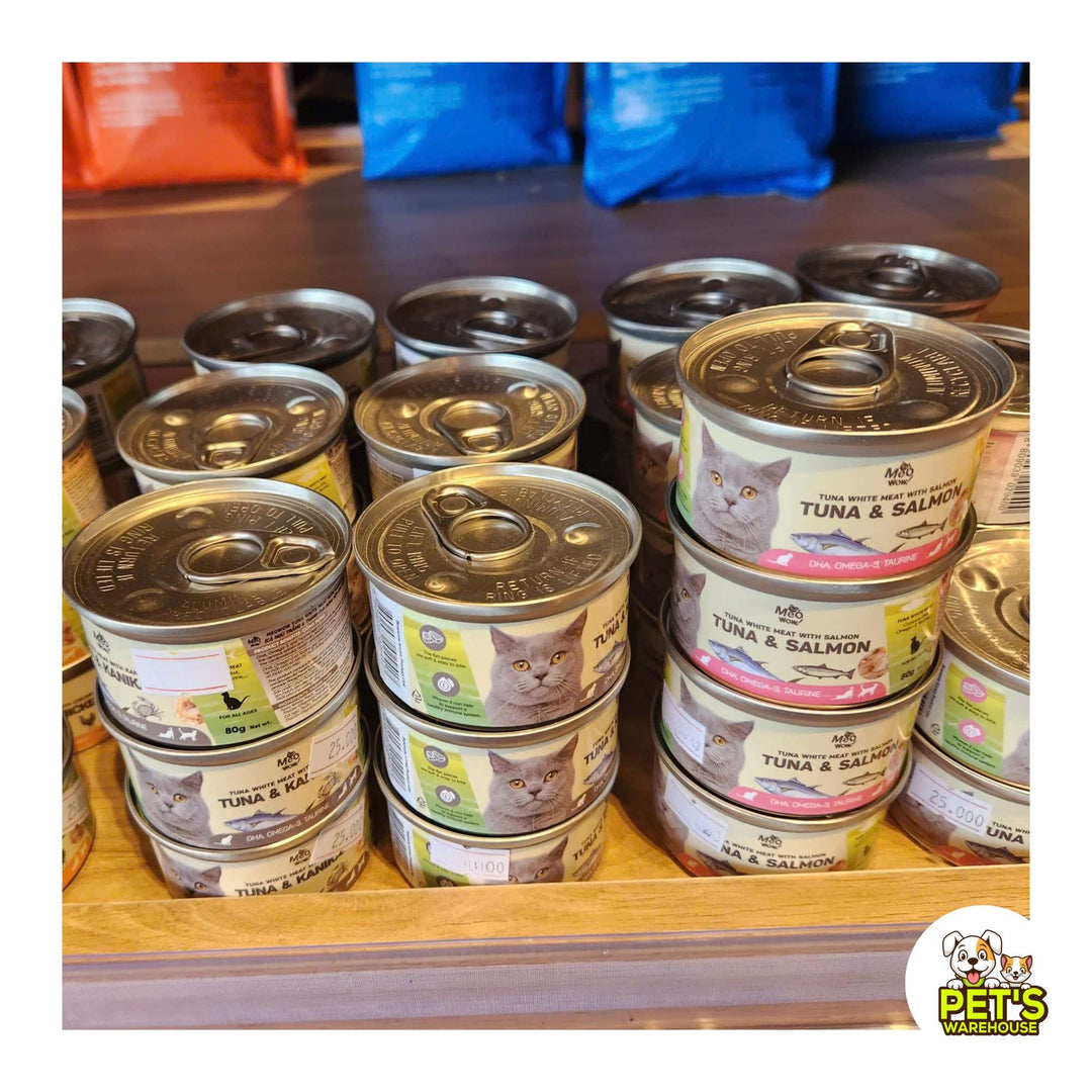 Pate Mèo Meowow Súp Cá Ngừ Trắng Nguyên Miếng Mix Vị, Mèo Mọi Lứa Tuổi, Lon 80g