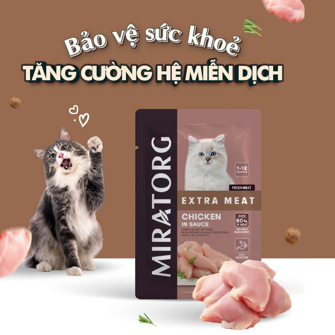 Pate Miratorg Cho Mèo Con, Mèo Trưởng Thành, Mèo Triệt Sản, Gói 80g
