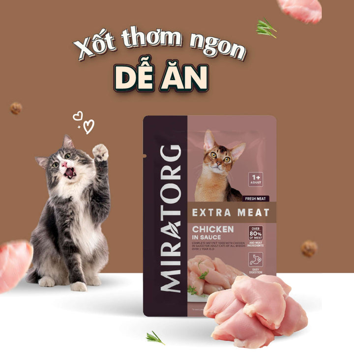 Pate Miratorg Cho Mèo Con, Mèo Trưởng Thành, Mèo Triệt Sản, Gói 80g