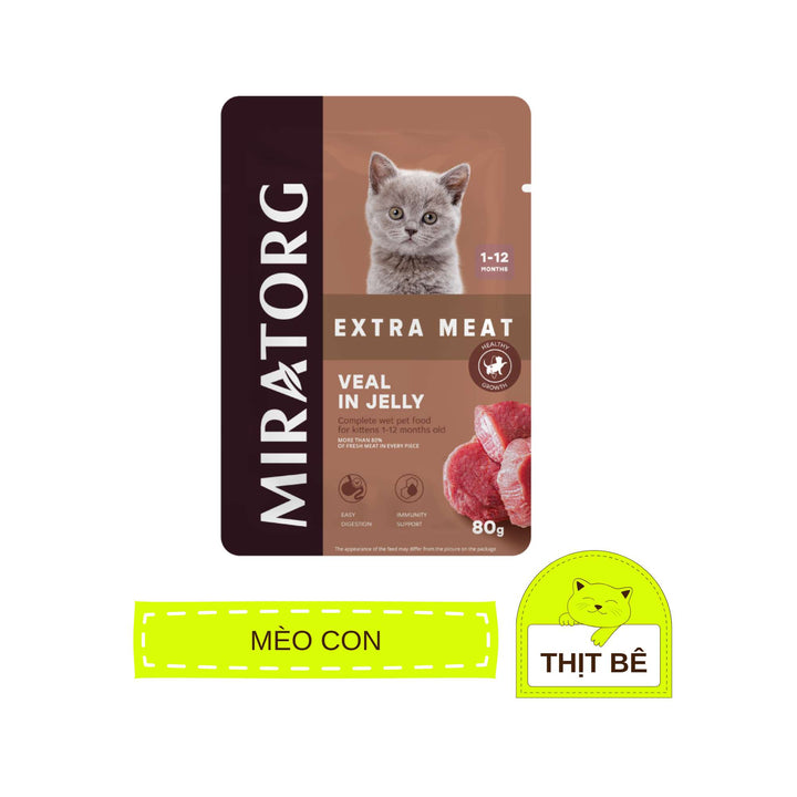 Pate Miratorg Cho Mèo Con, Mèo Trưởng Thành, Mèo Triệt Sản, Gói 80g