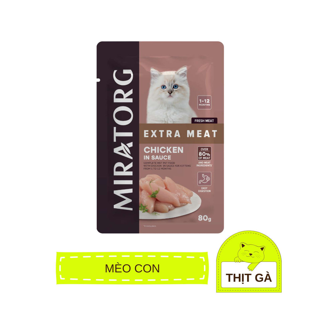 Pate Miratorg Cho Mèo Con, Mèo Trưởng Thành, Mèo Triệt Sản, Gói 80g
