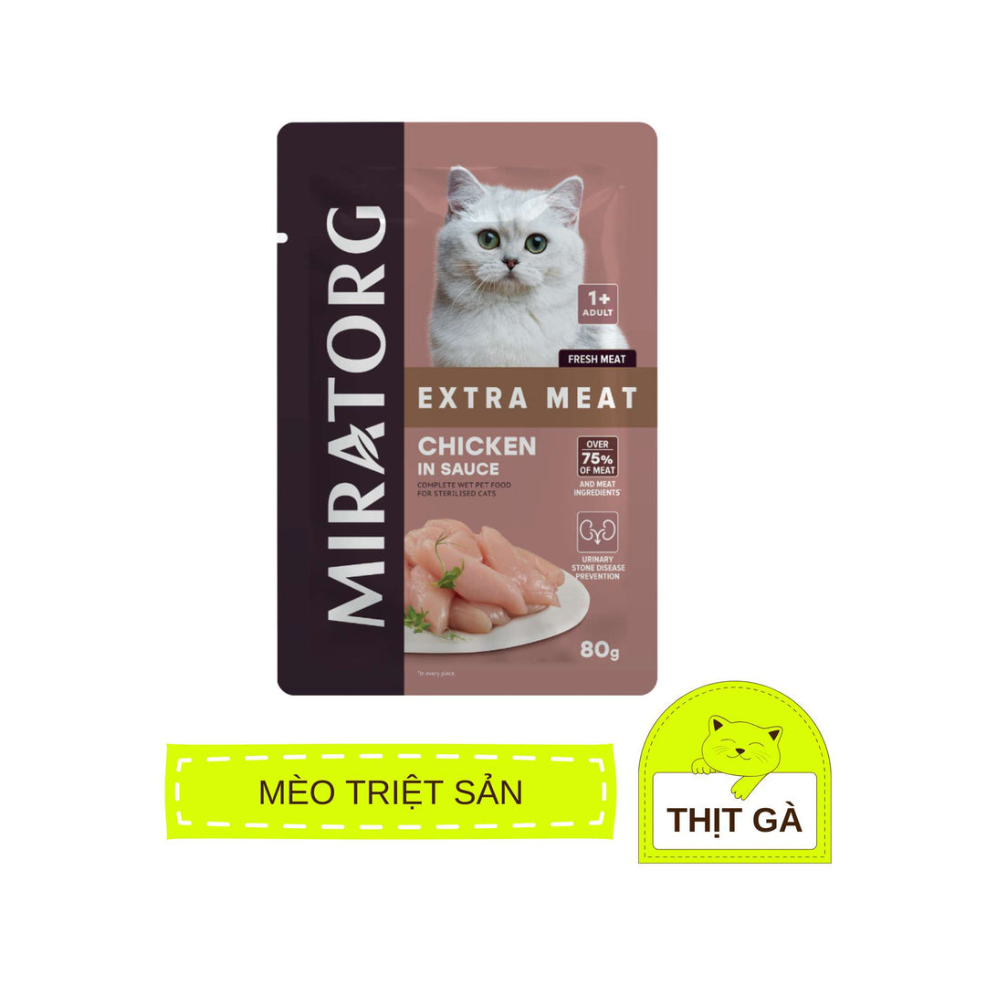 Pate Miratorg Cho Mèo Con, Mèo Trưởng Thành, Mèo Triệt Sản, Gói 80g