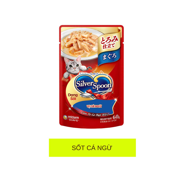 Pate Mèo Silver Spoon Dạng Sốt/Dạng Thạch/Vị Tự Nhiên Đặc Biệt, Gói 60g
