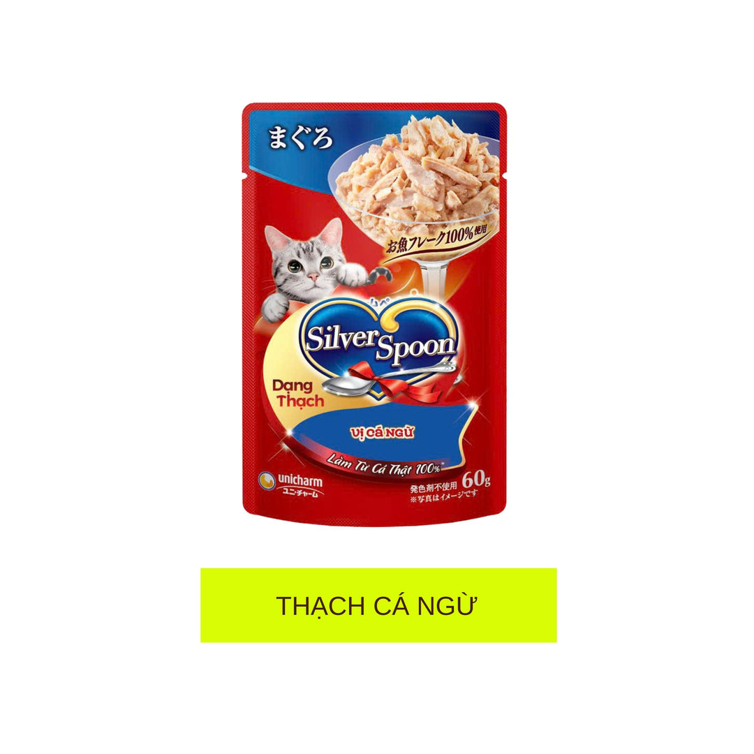Pate Mèo Silver Spoon Dạng Sốt/Dạng Thạch/Vị Tự Nhiên Đặc Biệt, Gói 60g