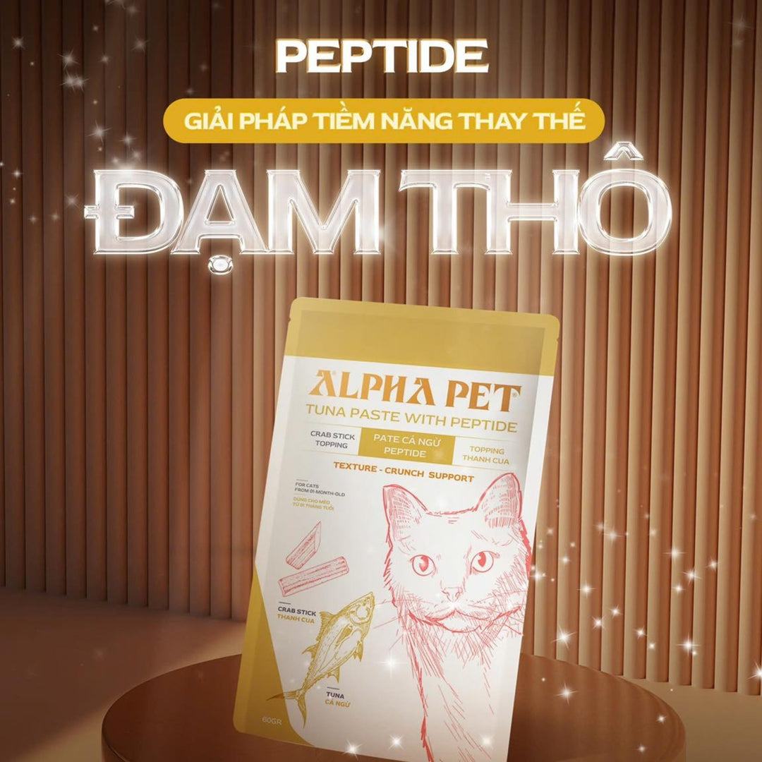 Pate Alpha Pet Cho Mèo Mọi Lứa Tuổi, Cá Ngừ Peptide Với 8 Loại Topping, Gói 60g