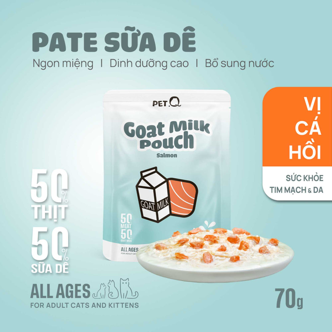 Pate Sữa Dê PetQ Cho Mèo Mọi Lứa Tuổi, Nhiều Vị, 70g