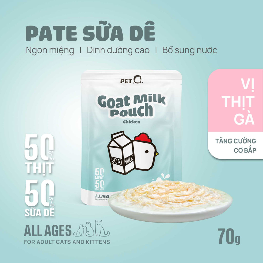 Pate Sữa Dê PetQ Cho Mèo Mọi Lứa Tuổi, Nhiều Vị, 70g